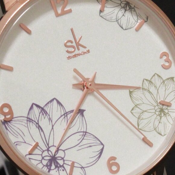 Ladies Dress Quartz Watch White Floral Dial White Strap 32mm - Picture 12 of 13